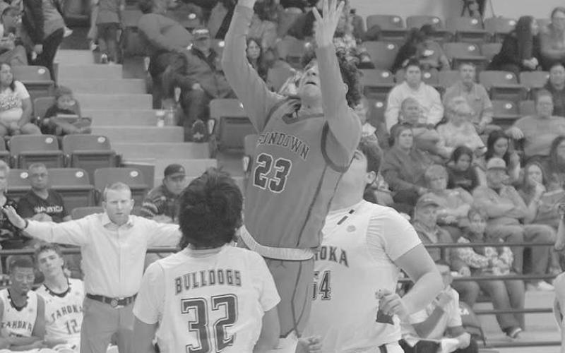 BASELINE DRIVE- The Sundown Roughnecks went on the road to Tahoka and lost 49-45 in a back and forth game. Jaryn Flores drove in the lane for a baseline lay-up. The Roughnecks next test was a road game against a very strong 19-5 Plains Cowboys team Friday. (Photo Courtesy of Chris Bratcher)