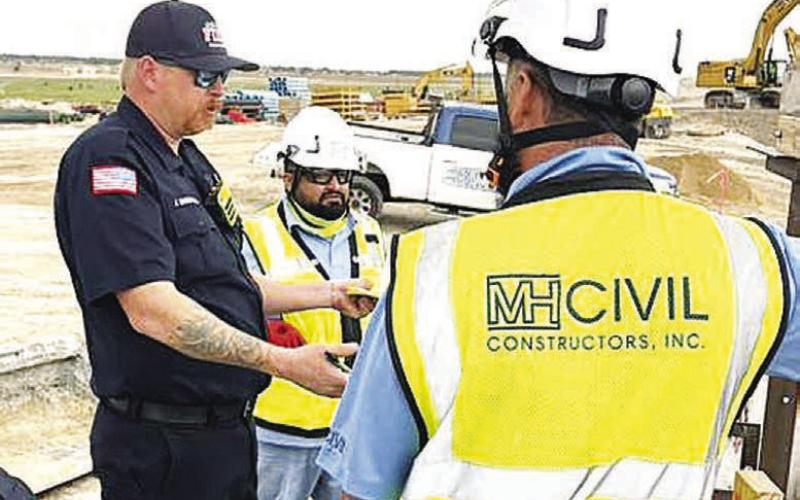 EMERGENCYACTION PLAN DEVELOPEMENT - Levelland Fire Department on Friday met with MH Civil Contractors to develop an Emergency Action Plan in the event of an emergency at the construction site of the new water treatment facility. High angle, low angle and water rescue events were discussed. (LFD Photo)