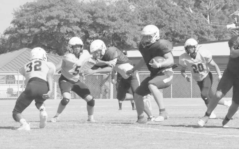 JUKE - Whiteface Antelope Ethan Kauffman juked to the left side of the run to make the defender miss this past Friday at home. (Photo courtesy of Holly Crutcher)