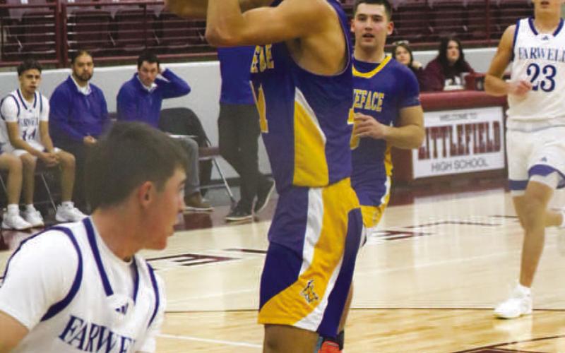 EASY BUCKETS - Whiteface Antelope Cesar Chavez layed the ball up during the team’s game against the Farwell Steers at the Littlefield Tournament. (Staff photo by Aalijah Soliz)