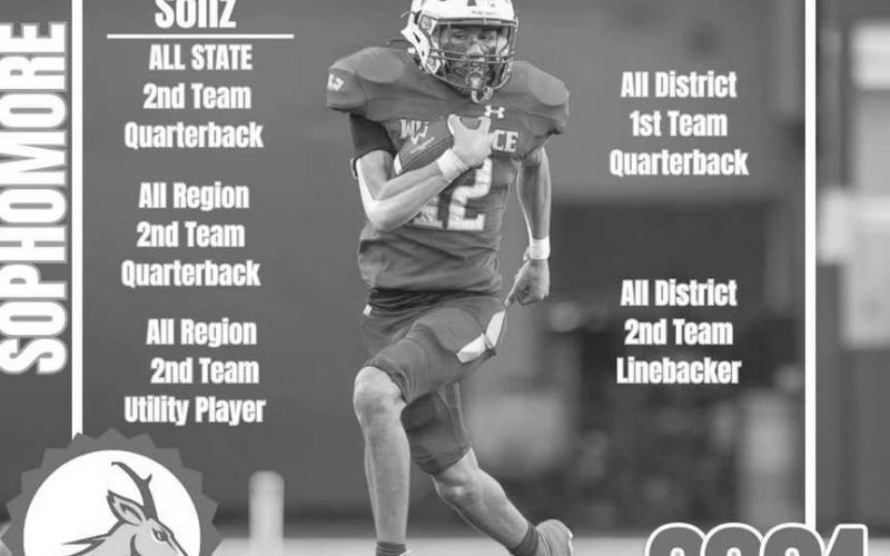ALL STATE - Whiteface Antelope Isaak Soliz earned All-State 2nd Team Quarterback, All-Region 2nd Team Quarterback, All-Region 2nd Team Utility Player, All-District 1st Team Quarterback and All-District 2nd Team Linebacker. (Photo courtesy of Whiteface ISD)