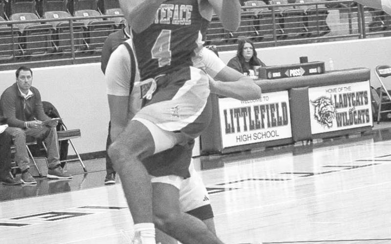 ATHLETIC FINISH - Whiteface Antelope Jeremiah Rendon made the tough layup during the team’s first game of the tournament against Farwell in Littlefield. The Antelopes will face off against the Plains Cowboys this Tuesday on the road at 7:30 p.m. (Staff photo by Aalijah Soliz)