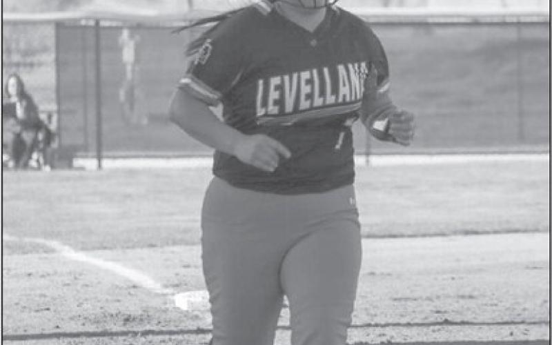 RUN IT IN - Levelland Lobette Angelica Gonzalez jogged it in after she hit a homerum to center field in the early innings during their district matchup against the Sweetwater Lady Mustings this past Tuesday on the road. (Staff photo by Aalijah Soliz)