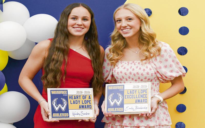 GIRLS OVERALL AWARDS - Heart of a Lady Lope: Kambry Sanders and Lady Lope Excellence: Emily Blankenship. (Staff photo by Jentezen Smith)