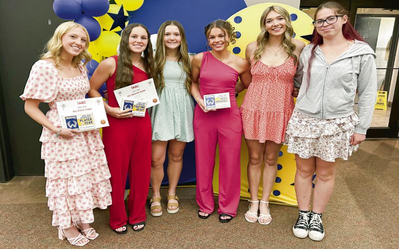 GIRLS BASKETBALL AWARDS - Player of the Year: Emily Blankenship, Fighting Heart: Kambry Sanders and Most Improved Player: Lainey Sanders. (Staff photo by Jentezen Smith)