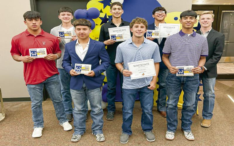 BOYS BASKETBALL AWARDS - Player of the Year: Isaak Soliz, Offensive MVPs: Cesar Chavez and Ivaniel Gandara, Defensive MVP: Victor Borunda, Newcomer of the Year: Alex Hernandez and Most Improved Player: Jose Flores. (Staff photo by Jentezen Smith)