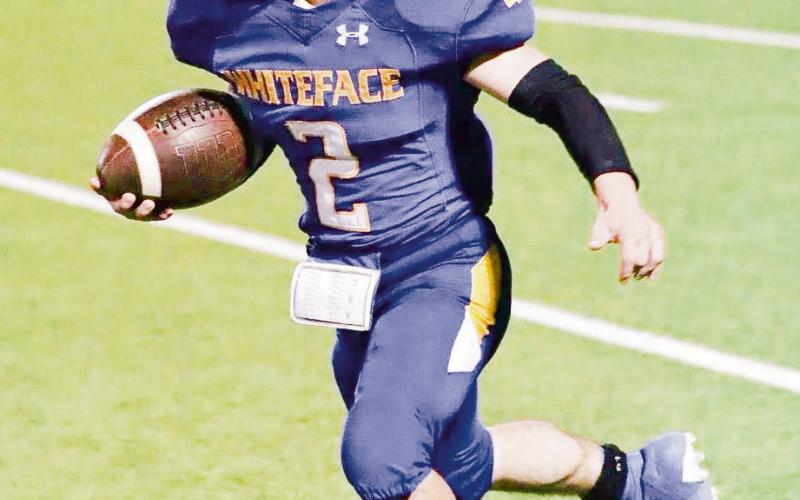 CRUTCHER ON THE RUN - Whiteface senior Cash Crutcher runs with the football during their playoff game against Rankin. (Photo provided by Whiteface Victory Line Facebook)