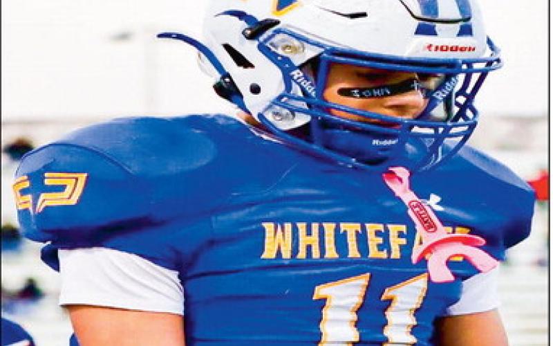 LOCKED IN ‘LOPE - Whiteface junior Cesar Chavez locks in for their playoff football game against Rankin. (Photo provided by Whiteface Victory Line Facebook)