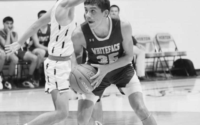 UPAND UNDER - Whiteface Antelope Isaak Soliz got around Morton Indian E.J. Rivas during both teams game against each other this past Friday night in Morton. (Photo courtesy of Holly Crutcher)