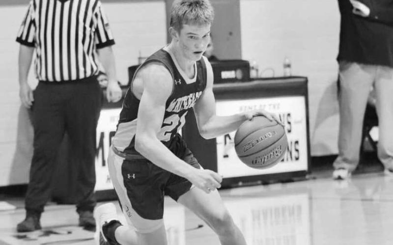 DRIVE IN - Whiteface Antelope Jaxon Hodge drove into the paint during the team’s last district game against Morton this past Friday night. (Photo courtesy of Holly Crucher)