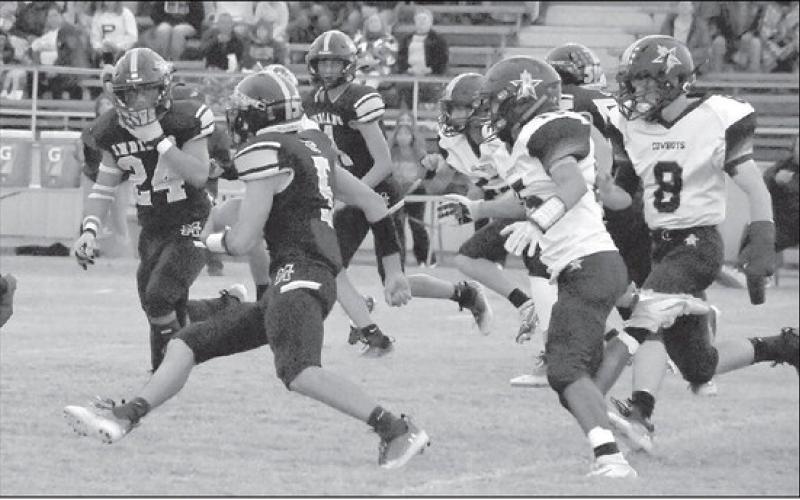 LOOKINGFORBLOCKS- Morton Alex Lopez looked for his blockers in a 22-2 Morton home loss to open UIL Class 2A-2 Region 1, District 4 high school football action. The Indians will be in Ropes on Friday night to face the Eagles at 7 p.m.(Photo Courtesy of Alex Lopez)