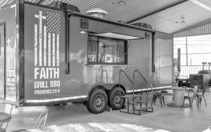 BBQ SOFT OPENING - Owner of Faith Grill BBQ, Monty and Sara Pierce have announced there will be a soft opening Saturday, Feb. 15 from 11 a.m. to 5 p.m., or until sold out. From there the business will be open every other Saturday from 11 a.m. to 5 p.m., or until sold out. Faith Grill BBQ is located at the corner of Avenue H and 5th Street. (Staff photo by Essence Childers)