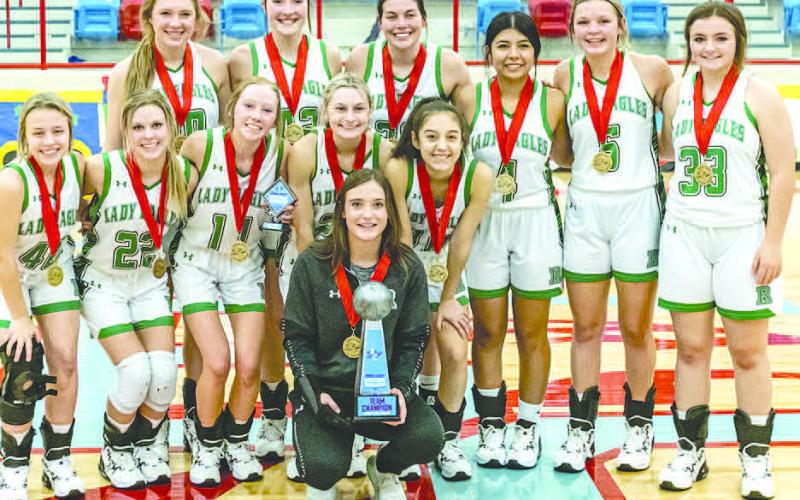 CHAMPS- The Ropes Lady Eagles took a hard-fought 36-34 overtime win against Whiteface Lady Lopes in in the championship game at the Borden County Invitational Tournament in Gail last Saturday.