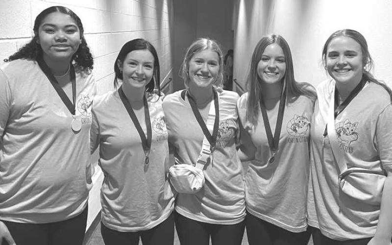 LHS CHITTIN CITTENS-- Trinity Wafer, Laynee Newberry, Georgia McMahan, Miley Hodge and Laci White recently competed at the Northwest Plains Regonial Tournament. (Photo and Story submitted by Merribeth Gregory)