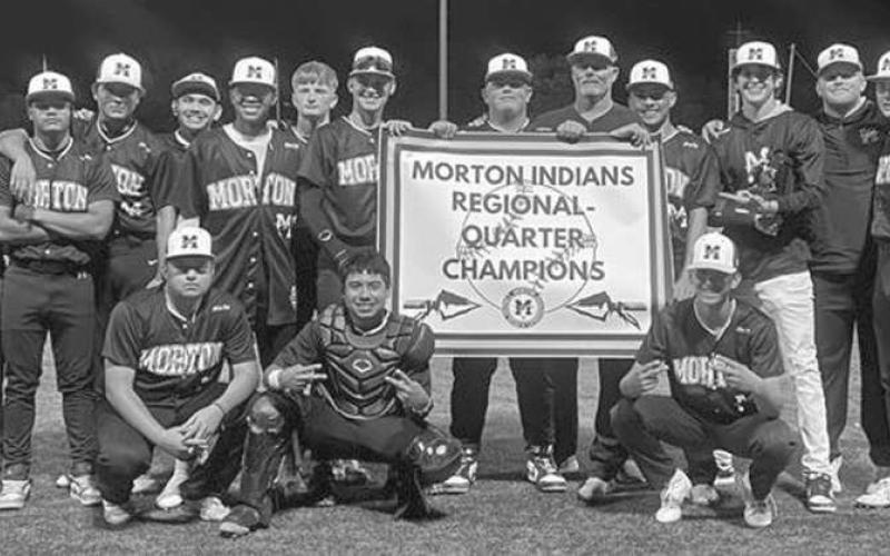 REGIONAL QUARTERFINAL CHAMPS - The Morton Indians took on the Claude Mustangs this past Thursday night at Wayland Baptist University for their Regional Quarterfinal Round of playoffs where the Indians won in two games. The first game they won 11-4 and the second game they won 9-4. The Indians are taking on the Nazareth Swifts this upcoming Thursday and Friday at Littlefield High School. (Photo courtesy of Morton ISD)