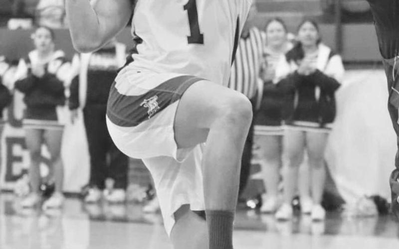 LASER FOCUS - Whiteface Antelope Auscar Gandara was focused on the basket during his drive in the paint during the team’s game against Sundown at home. (Photo courtesy of Holly Crutcher)