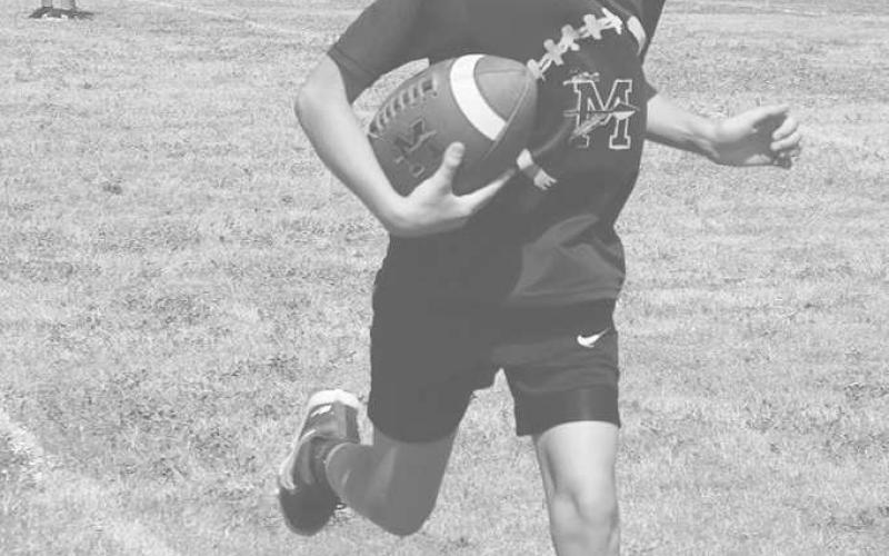 STRONG FINISH - Morton athlete Rylon Alvarado finished strong during one of the wide receiver drills at the Morton ISD Football Camp. (Staff Photo by Aalijah Soliz)