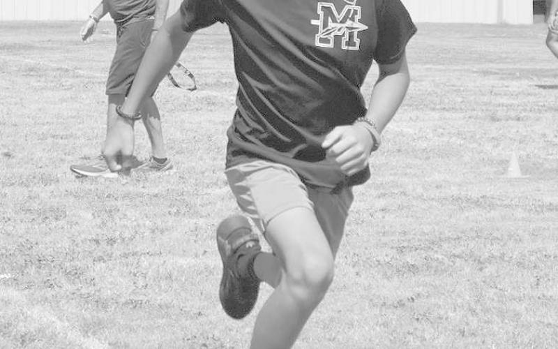 CAMP WORKOUTS- Morton student Bryson Sanchez ran full sprints for the coaches and showed his stamina off. (Staff Photo by Aalijah Soliz)