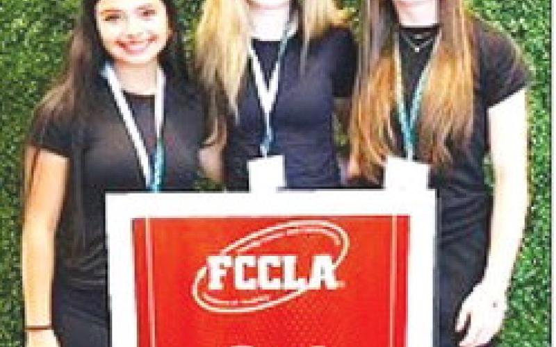 FCCLA STATE COMPETITION – The Smyer FCCLA Interior Design team of Arymar Calderon, Morgan Pittman and Payton Thornton placed second at state and advanced to the National competition in Washington, D.C. this summer. (Smyer ISD photo)