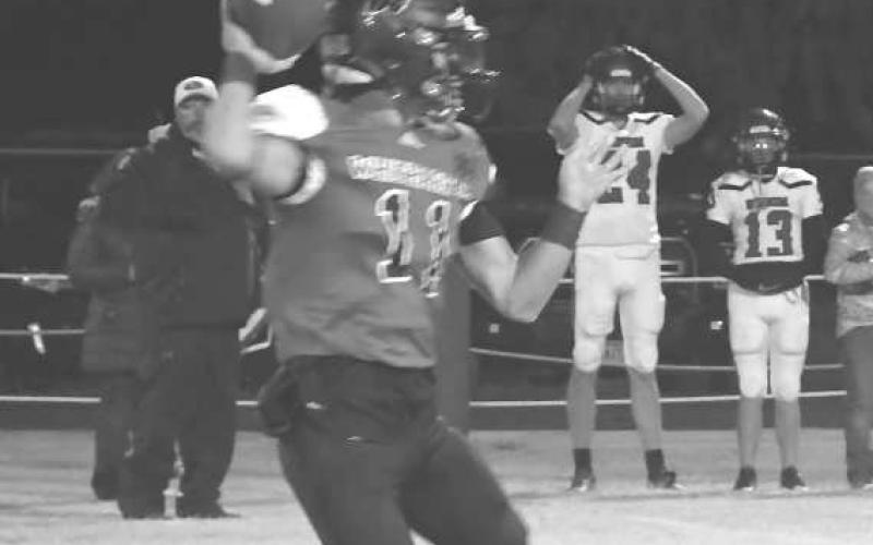 ON THE MOVE - Jack Griffin helped the Whitharral Panthers to a 6012 win over the Groom Tigers with a 4-for-8 performance for 40 yards and a touchdown in a UIL Class 1A-2 High School Football Bi-District Championship last Thursday. Whitharral will face the Klondike Cougars on Friday at 7 p.m. in Hermleigh.