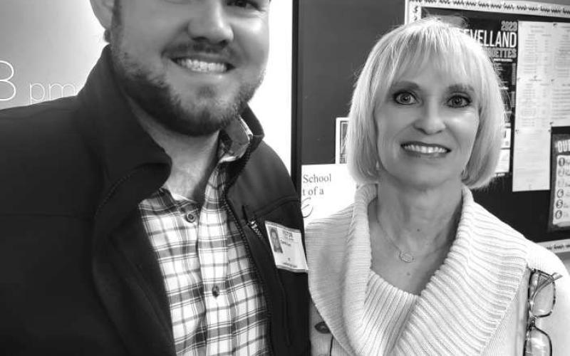 SUCCESSFUL ENTREPRENEUR- Derek Dunn visited Mr. Hill’s LHS Entrepreneur Class on Wednesday to give students ideas about how they can tackle being a successful entrepreneur. Mr. Dunn told students how he started many business before moving on to rental property. In photo Mrs. Stacy Waddill Councelor, who Taught Mr. Dunn English when he attended LHS.( Photo submitted by Cristal isaacks)