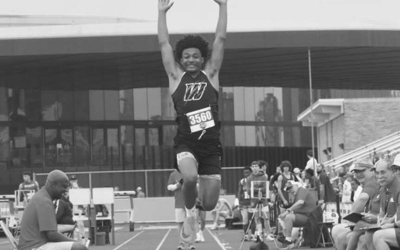 LONG JUMP - Whitharral Panther Brent Robinson competed at the UIL State competition where he placed third place in the Long Jump event. (Photo courtesy of Holly Crutcher)