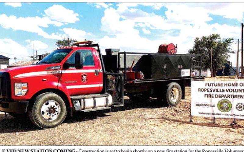ROPESVILLE VFD NEW STATION COMING- Construction is set to begin shortly on a new fire station for the Ropesville Volunteer Fire Department, The City of Ropesville and the FMH Foundation are making the project possible. (Ropesville Volunteer Fire Department photo)