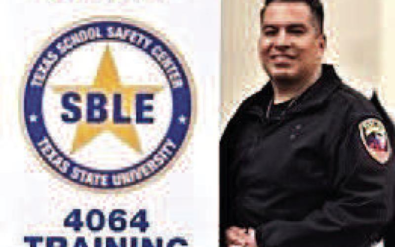 SBLE 4064 TRAINING-- LPD Officer Raul Lopez recently attended SBLE 4064 School-Based Law Enforcement training to further his knowledge and skills in serving the school community. This specialized training focuses on best practices for School Resource Officers (SRO) including campus safety, building strong relationships with students and staff, and effectively responding to situations within the school environment. (Levelland Police Department photo)