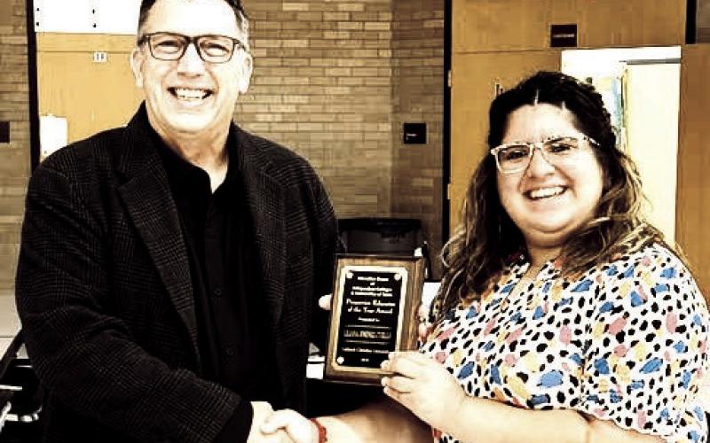 PRESERVICE TEACHER of the YEAR - Lubbock Christian University Asst. Prof. Jerry Jerabek made a special visit to LHS to recognize Lillan Jimenez, LISD English teacher, as the 2026 EDICUT Preservice Teacher of the Year. Jerabek surprised Ms. Jimenez in front of her colleagues and presented her with a plaque honoring this outstanding achievement.