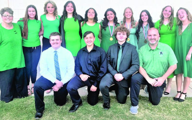 BETWEEN THE LINES-- Ropes OAP cast and crew of “Between the Lines”competed at the Regional Contest, ending a great run. Several individuals won honors including Anali Cirilo, All Star Technical Crew; Madelyn Reeves, Honorable-Mention All Star Cast; and Abby Wyatt, was honored as one of the two Best Performers of the day, OAP Directors were Directors Jay Sedberry and Cathy Sawyer. (Ropes ISD photo)