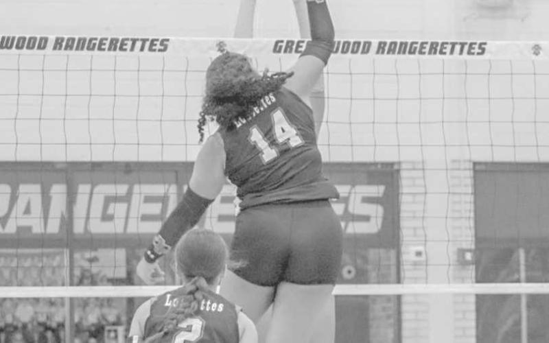 SPIKED - Levelland Loboette Trinity Wafers sent the ball into the ground this past Tuesday against the Greenwood Rangerettes during the team’s contest. (Staff photo by Aalijah Soliz)