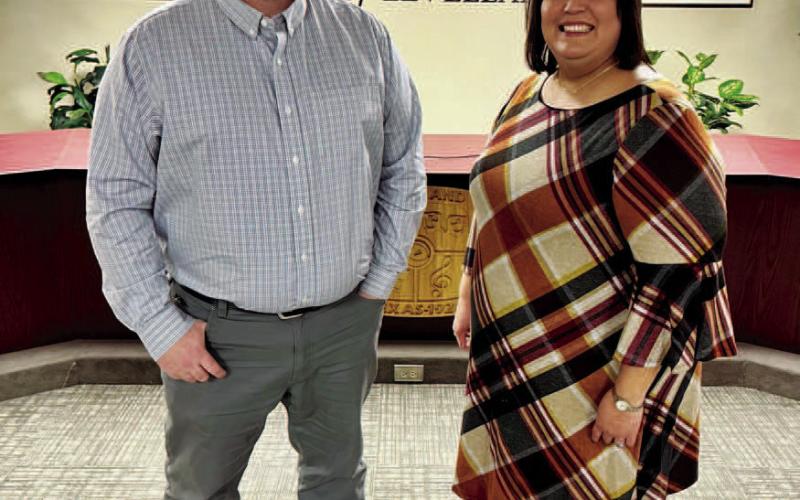 SETTLING IN - With a little over a month of experience as the new City of Levelland Municipal Court Judge, Shawn Wilson has found himself settled in the position. Pictured with Wilson is Municipal County Clerk Esmeralda Rowand who has helped Wilson transition into the position as she has several years of experience in her position. (Photo courtesy of the City of Levelland)