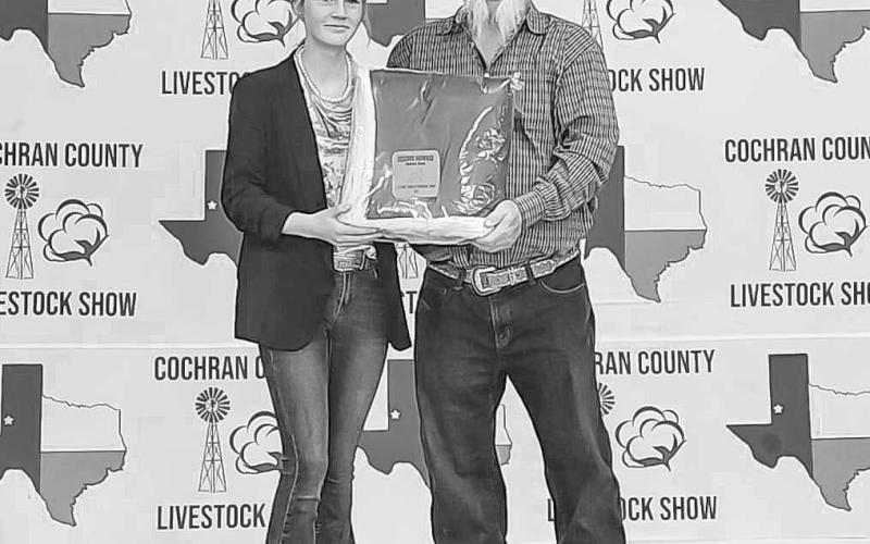 SR RESERVE SHOWMAN - During the Cochran County Livestock Show, Cora Suttonearned Sr. Reserve Showman, Grand Champion Goat. (Photo courtesy of Shay Butler)