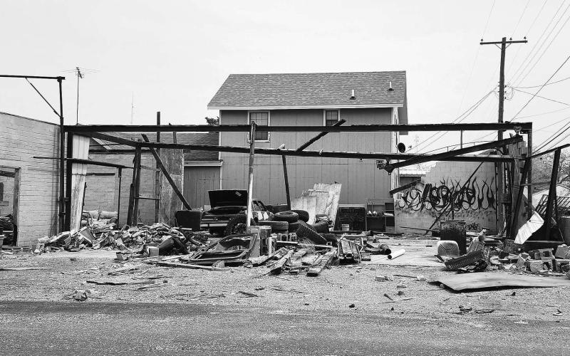 HELP OF THE WIND - Windy conditions have continued to pose a threat with the potential of grass fires and dust storms around Hockley County and much of west Texas. However, strong winds aided a dilapidated structure at 1626 Houston, Tuesday afternoon as a portion of the building had already collapsed and the wind storm brought the remaining structure down. (Staff photo)