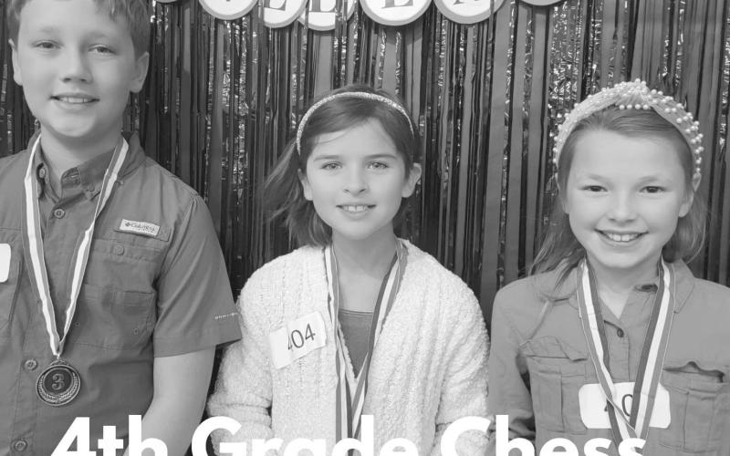 4TH GRADE CHESS WINNERS - 1st place Taelan Flores (not pictured), 2nd place Micah Flavor and 3rd place was tied with Jaazmin Marrufo and Mason Swain. (Photo courtesy of Cristal Isaacks)