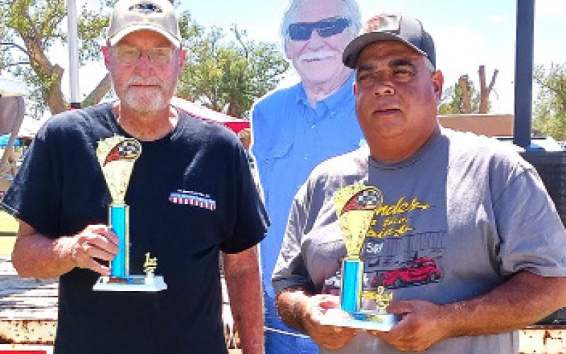 OTHER MUSCLE CARS (64-81) – Tom Seiler, first place with a tiger gold 1965 Pontiac GTO and Gilbert Ruiz second place for a black 1979 Pontiac Trans Am.