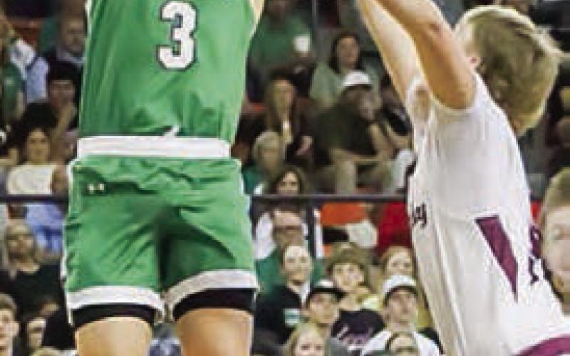 FADEAWAY - Ropes Eagle Kade Franklin hit the fadeaway shot to get the team the much needed points during their game against Abernathy. (Staff photo by Aalijah Soliz)