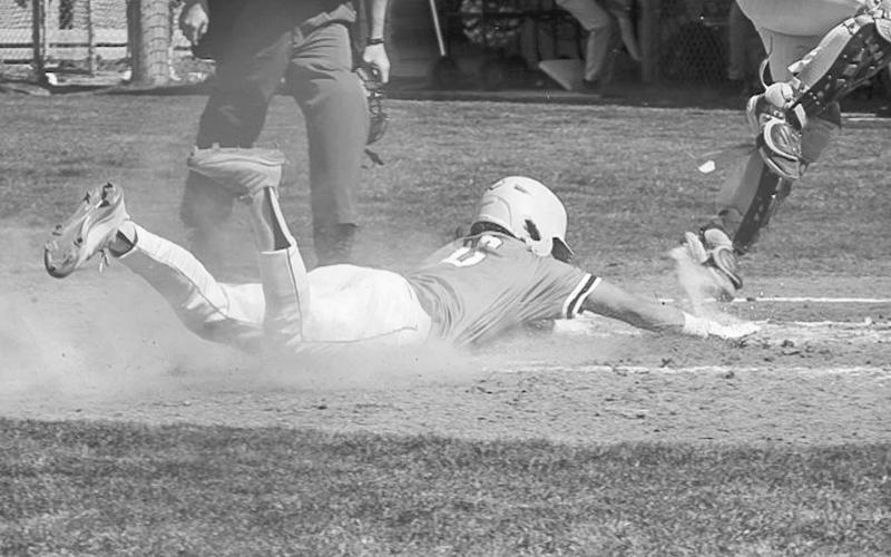 SAFE - Ropes Eagle Branson Simental slid to home plate during the team’s game against the Smyer Bobcats this past Monday as the away team for a earned run. (Staff photo by Aalijah Soliz)