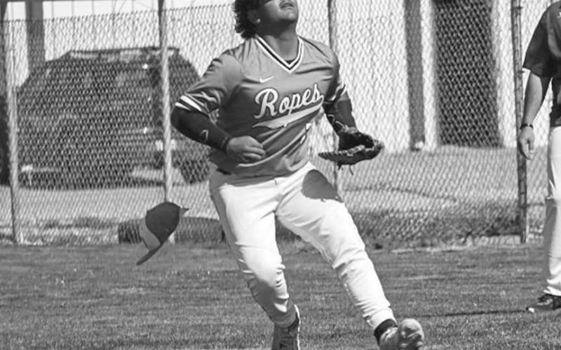GOOD EYE - Ropes Eagle Elijah Flores fielded the pop fly ball during the team’s contest this past Monday at Smyer against the Bobcats for district play. (Staff photo by Aalijah Soliz)