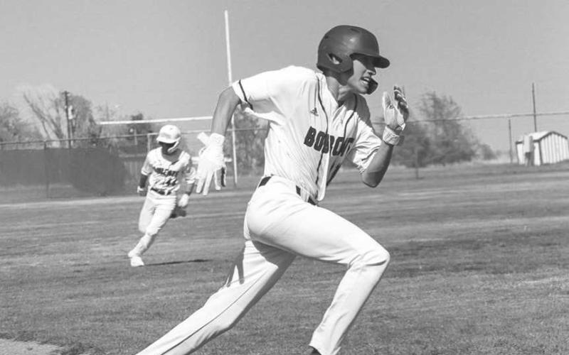 LONG STRIDES - Smyer Bobcat Colton Burriss ran full speed to home plate during his team’s game against the Ropes Eagles this past Monday at home. (Staff photo by Aalijah Soliz)