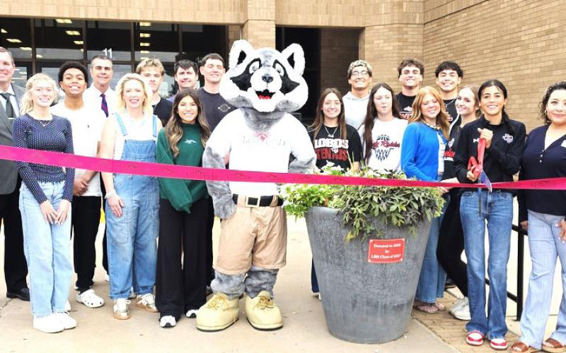 LHS Class of 2027 — sponsoring a planter at LHS to be remembered. Members of the 2027 graduating class, Dr. Don Heseman, Craig Black, Sid Gerber, Litter Critter, Angie Covarrubias, and Mary Siders.