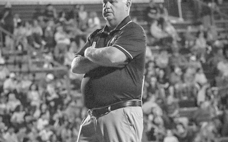 COACHING - Ropes Coach Michael Pittman watched over his team as they got ready for the second half of the game against the Tahoka Bulldogs. (Staff photo by Aalijah Soliz)