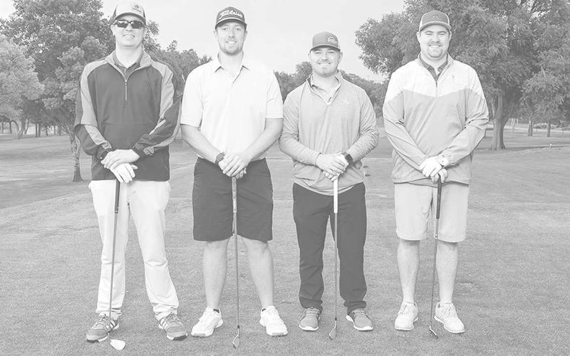 FLIGHT TWO SECOND PLACE- The United Cotton Growers team finished second in Flight Two of the SPC Scholarship Scramble. Shown from L-R are: Adam Hart, Robbie Fossett, Dylan Merritt and Bryce Mikeska. Proceeds from the event will benefit student scholarships. (Photo by R&amp;amp;P Photographers)