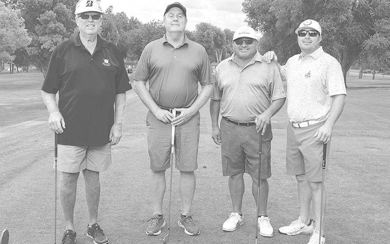 FLIGHT ONE SECOND PLACE- The team representing Steve Deaton finished second in Flight 1 of the SPC Scholarship Scramble. Shown from L-R are: Steve Deaton, Kenny McKay, Juan Dominguez and Vince Dominguez. All proceeds from the Scholarship Scramble will benefit student scholarships. (Photo by R&amp;amp;P Photographers)
