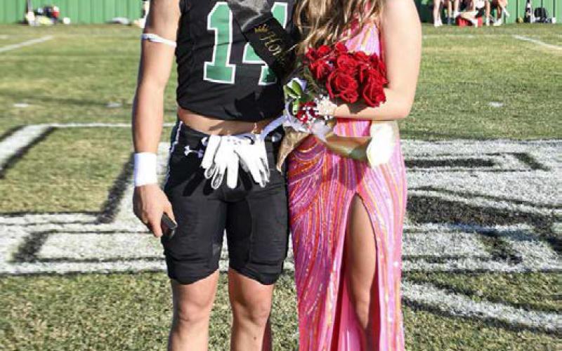 HOMECOMING KING &amp;amp; QUEEN – Seniors Radley Partington and Rylee Taylor are honored as the 2025 Ropes Homecoming King and Queen in the pregame ceremony of the football game this past Friday night. (Staff photo by Jentezen Smith)