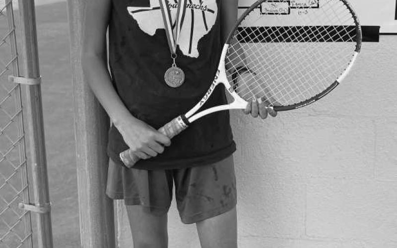 ROUGHETTE SECOND PLACE-Sundown Middle School tennis teams competed at the district tournament earlier this week. Sundown returned home with several medals and a couple of district champions. Roughette eighth grader Sarah Reyna placed second in singles competition. (Photo Courtesy of Sundown ISD)