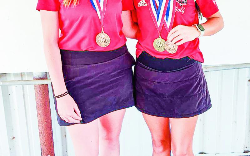 ALL-DISTRICT PERFORMANCES - Levelland golfers Raily Pence (left) and Aubrey Morin (right) both made the All-District team with their performances at the District Tournament this past Wednesday and Thursday at Yoakum County. Morin would also be the District Champion. (Photo provided by Levelland ISD)