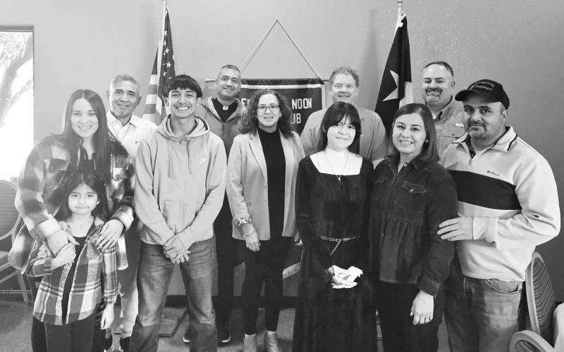 STUDENT OF THE MONTH - The Levelland Lion's Club honored the LHS Students of the Month last week. Sophomore Christopher Martinez and Senior Galilea Hernandez were nominated by their teachers for the month of October. Pictured are Rebecca McCutchen, Matthew Birdwell and Ryan Nolan are Christopher Martinez and his family (Maddyx Martinez, Robert Carrasco and Marisa Carrasco), Galilea Hernandez with her parents ( Maria &amp;amp; Jesus Hernandez), and Father Jonathan Phillips. (Photo courtesy of Cristal Isaacks)