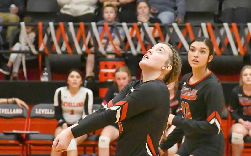 HONORABLE MENTION- Levelland High School shared the alldistrict accolades and honors for the Loboette volleyball team earned for 2022. All-district teams are voted upon by all coaches in the district and constitute the best players for the season. Chloe Carpenter and Maddie Stafford were named honorable mentions. (Staff Photo by Dom Puente)