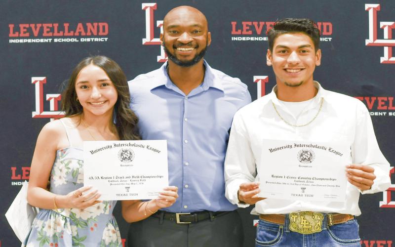CROSS COUNTRY AWARDS - Boys Most Valuable Runner: Saul Hernandez and Girls Most Valuable Runner: Valeria Villarreal. (Staff photo by Jentezen Smith)